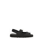 Marsell Black Calf Leather Bos Taurus Flat Sandals - Zeiniez