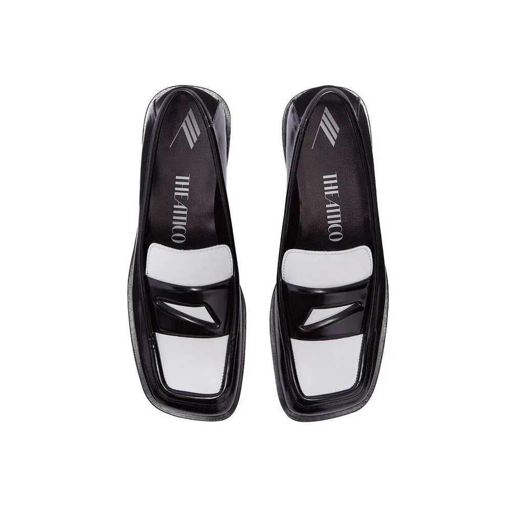 The Attico Black Leather Slip-On Loafers - Zeiniez