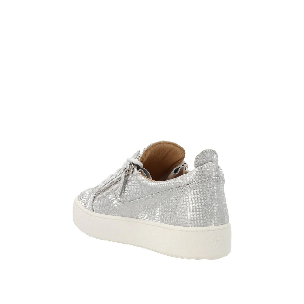 Giuseppe Zanotti Silver Fabric Low Top Sneakers Giuseppe Zanotti