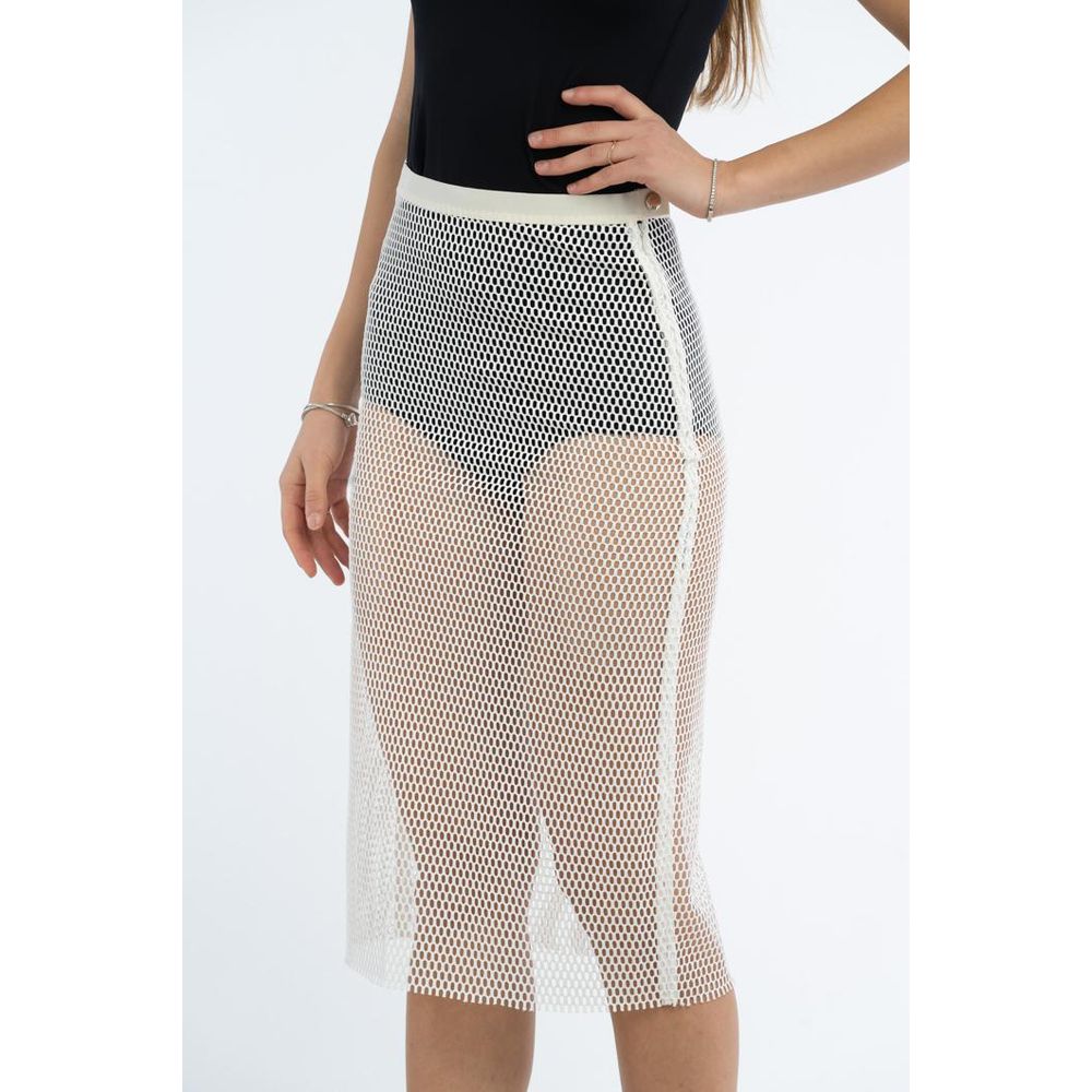 Patrizia Pepe White Polyester Midi Skirt