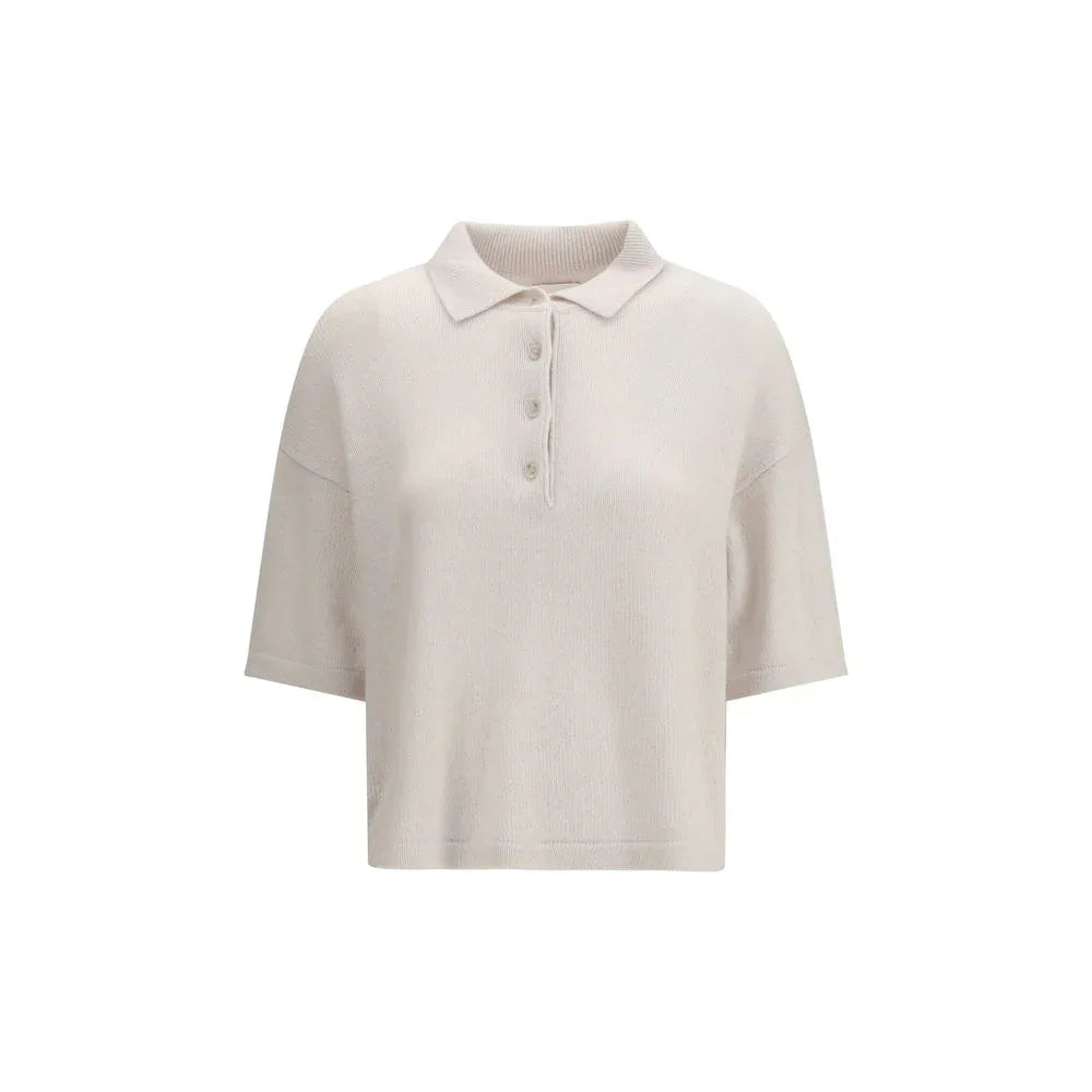 Allude Beige Cashmere Polo Shirt - Zeiniez