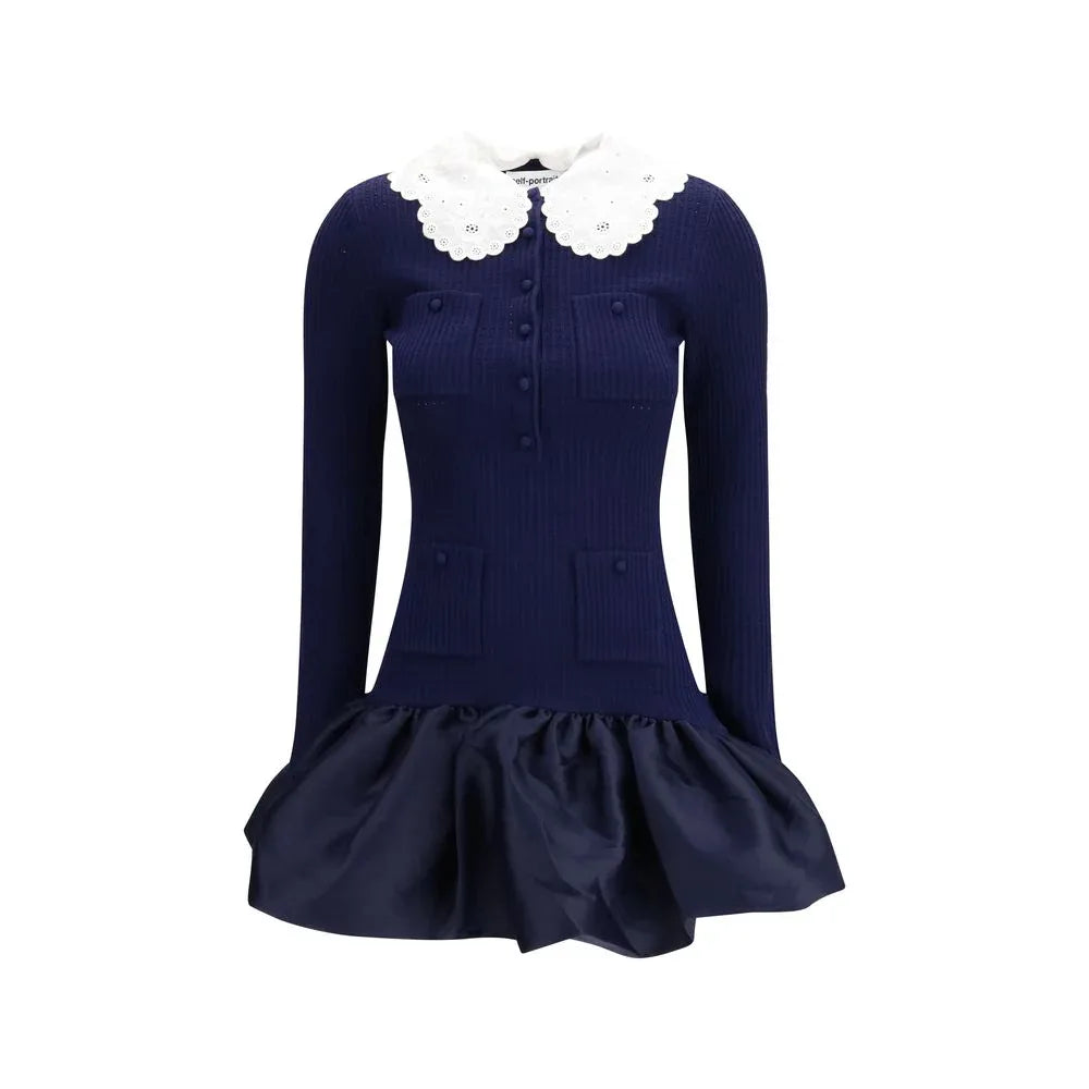 Self-Portrait Blue Viscose Cocktail Dress - Zeiniez