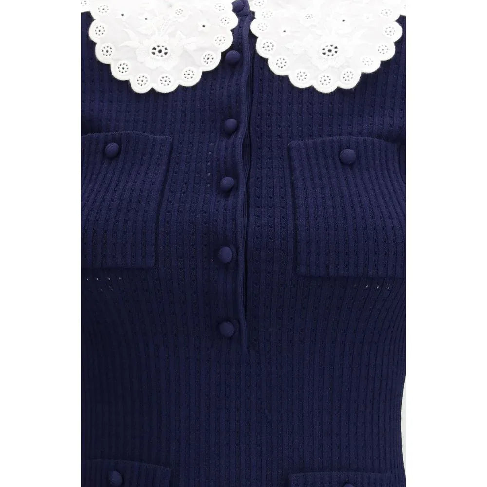 Self-Portrait Blue Viscose Cocktail Dress - Zeiniez