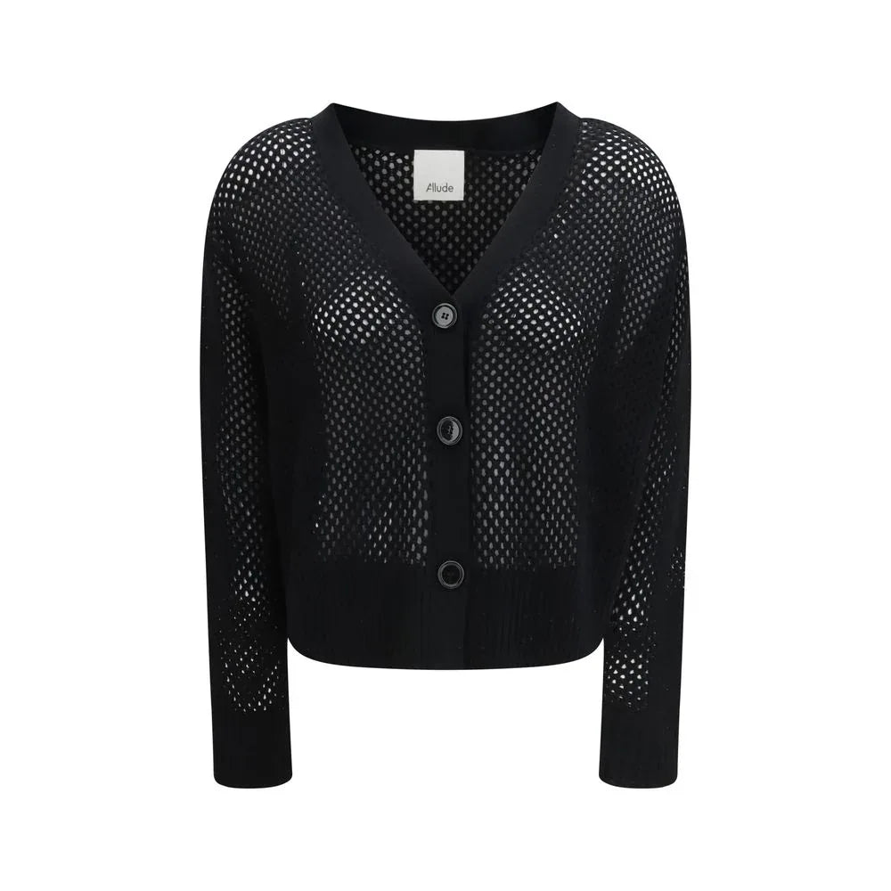 Allude Black Fleece Wool Cardigan - Zeiniez