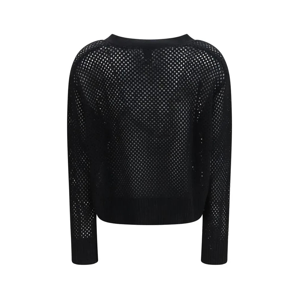 Allude Black Fleece Wool Cardigan - Zeiniez