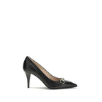 Gucci Black Calf Leather Bos Taurus Mid Heel Pumps - Zeiniez