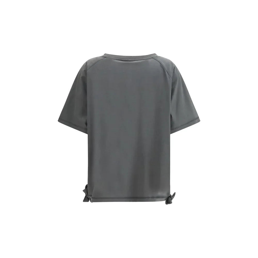Ganni Gray Cotton T-Shirt - Zeiniez