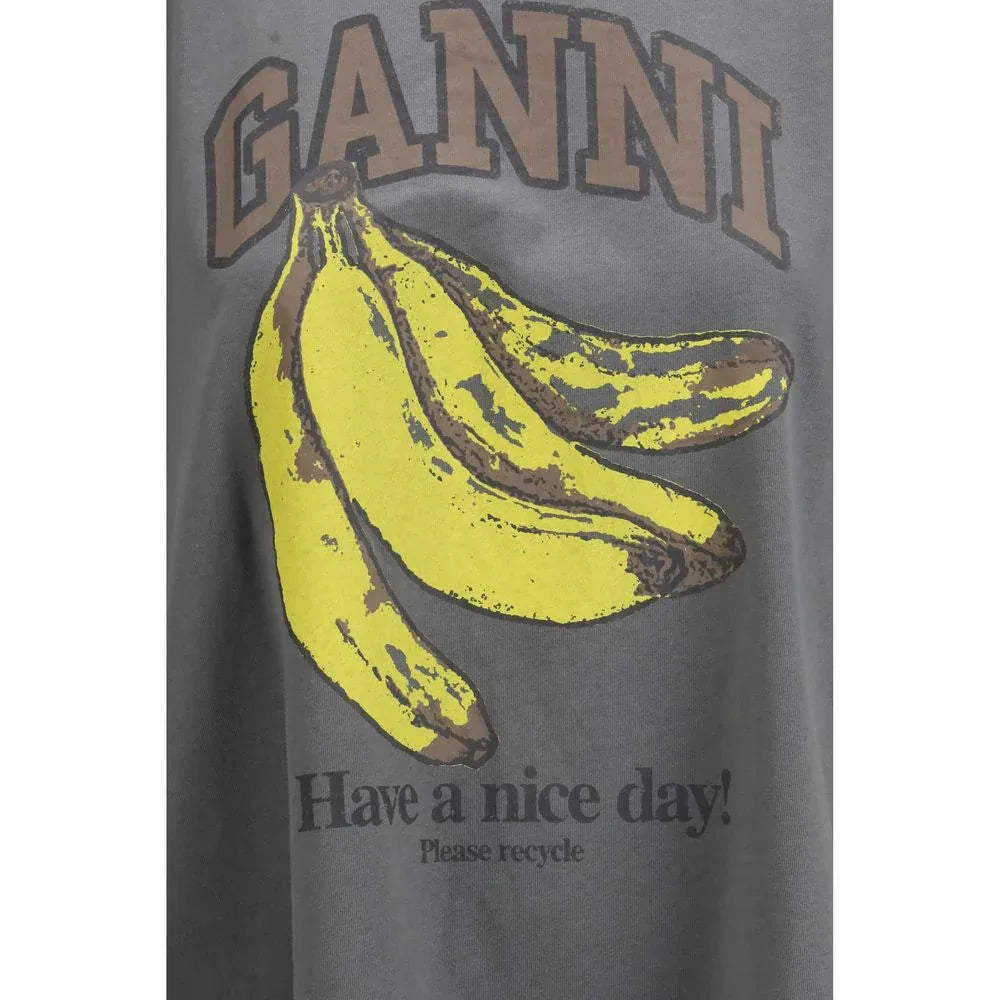 Ganni Gray Cotton T-Shirt - Zeiniez