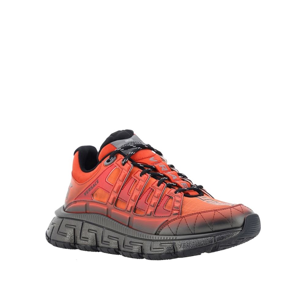 Versace Orange Fabric Athletic Sneakers