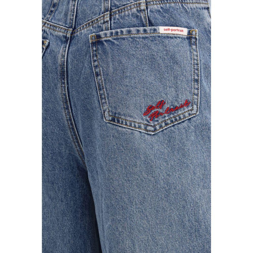 Self-Portrait Blue Cotton Relaxed Fit Jeans - Zeiniez