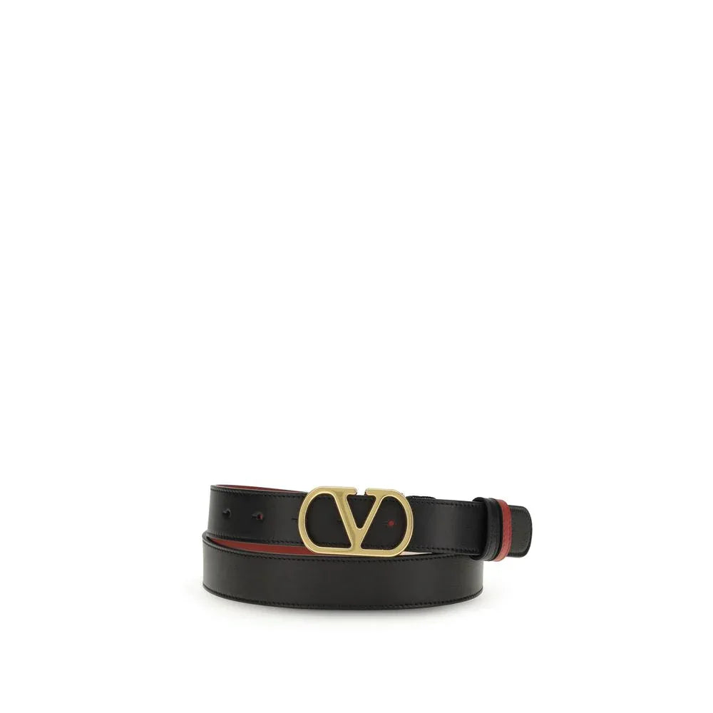 Valentino Garavani Black Calf Leather Bos Taurus Regular Belt - Zeiniez