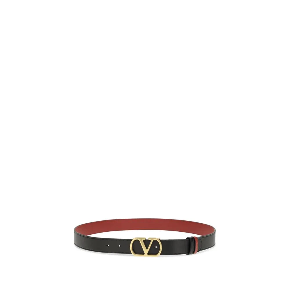 Valentino Garavani Black Calf Leather Bos Taurus Regular Belt - Zeiniez