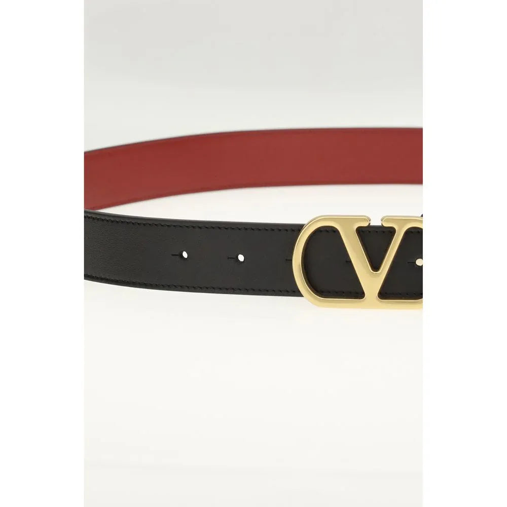 Valentino Garavani Black Calf Leather Bos Taurus Regular Belt - Zeiniez
