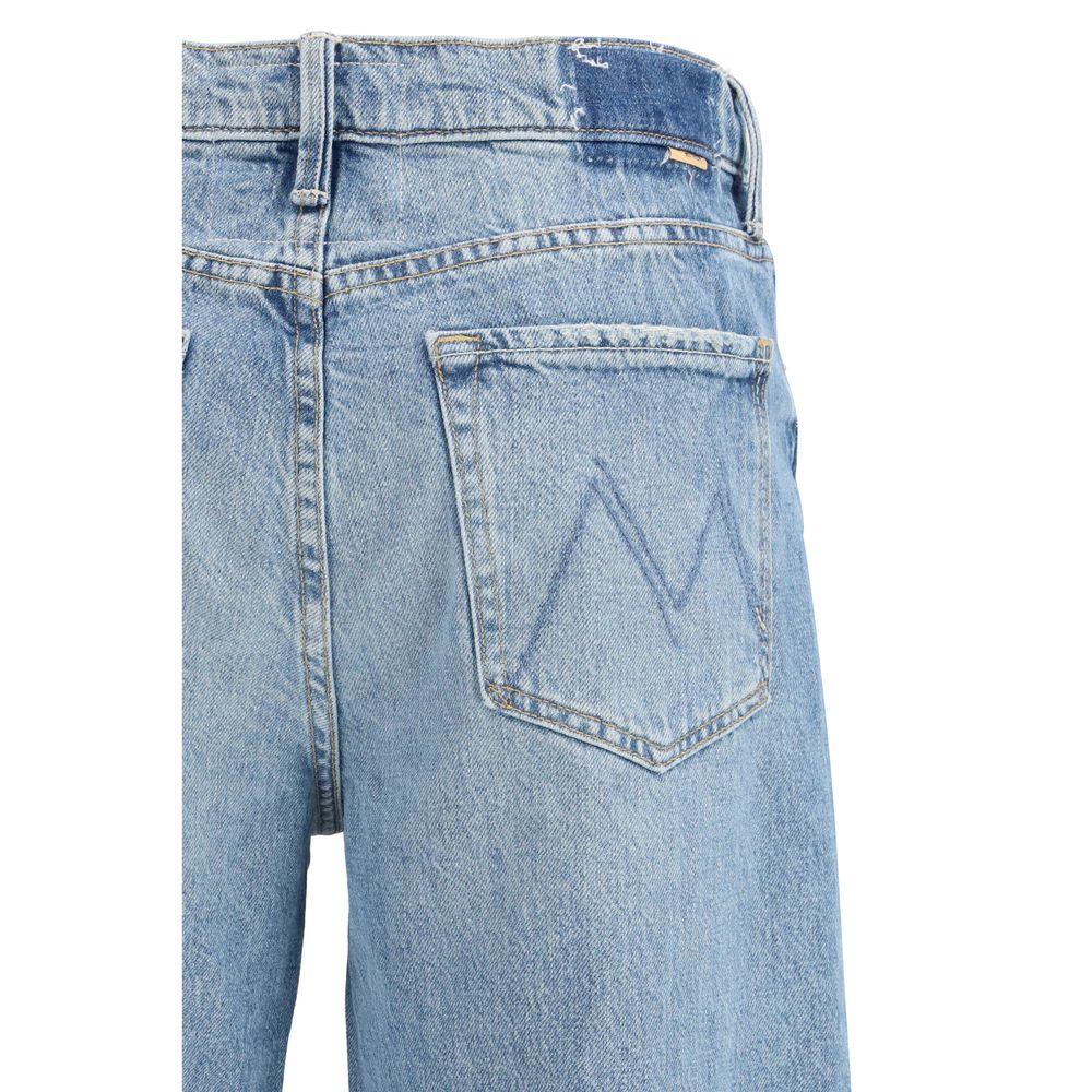 Mother Denim Blue Cotton Cropped Jeans - Zeiniez