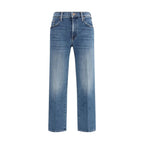 Mother Denim Blue Cotton Relaxed Fit Jeans - Zeiniez