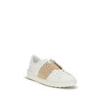 Valentino Garavani White Calf Leather Bos Taurus Low Top Sneakers - Zeiniez