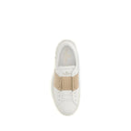 Valentino Garavani White Calf Leather Bos Taurus Low Top Sneakers - Zeiniez