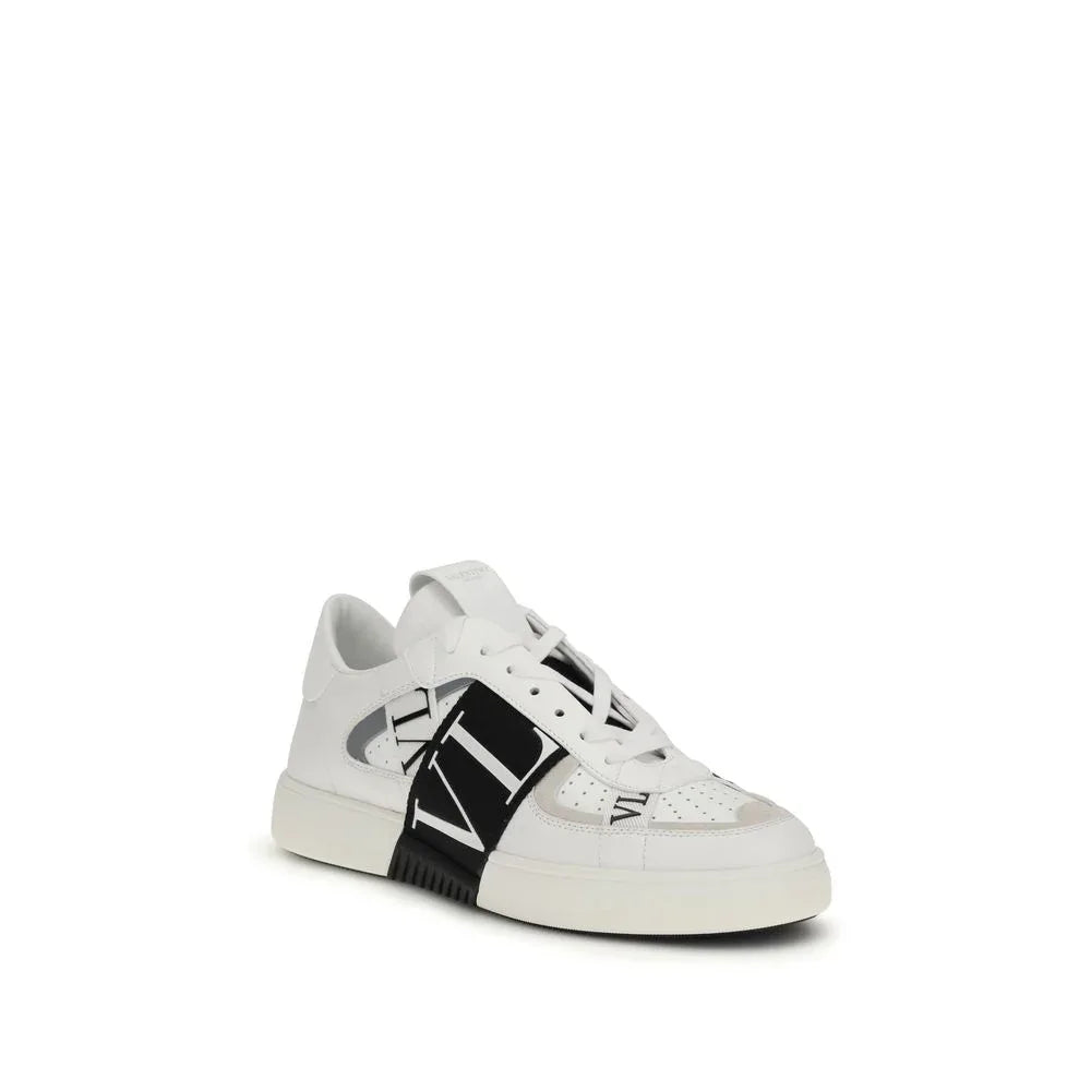 Valentino Garavani White Calf Leather Bos Taurus Low Top Sneakers - Zeiniez