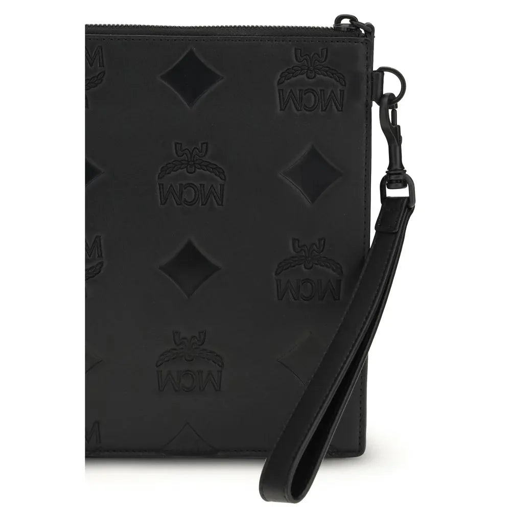 MCM Black Calf Leather Bos Taurus Clutch Bag - Zeiniez