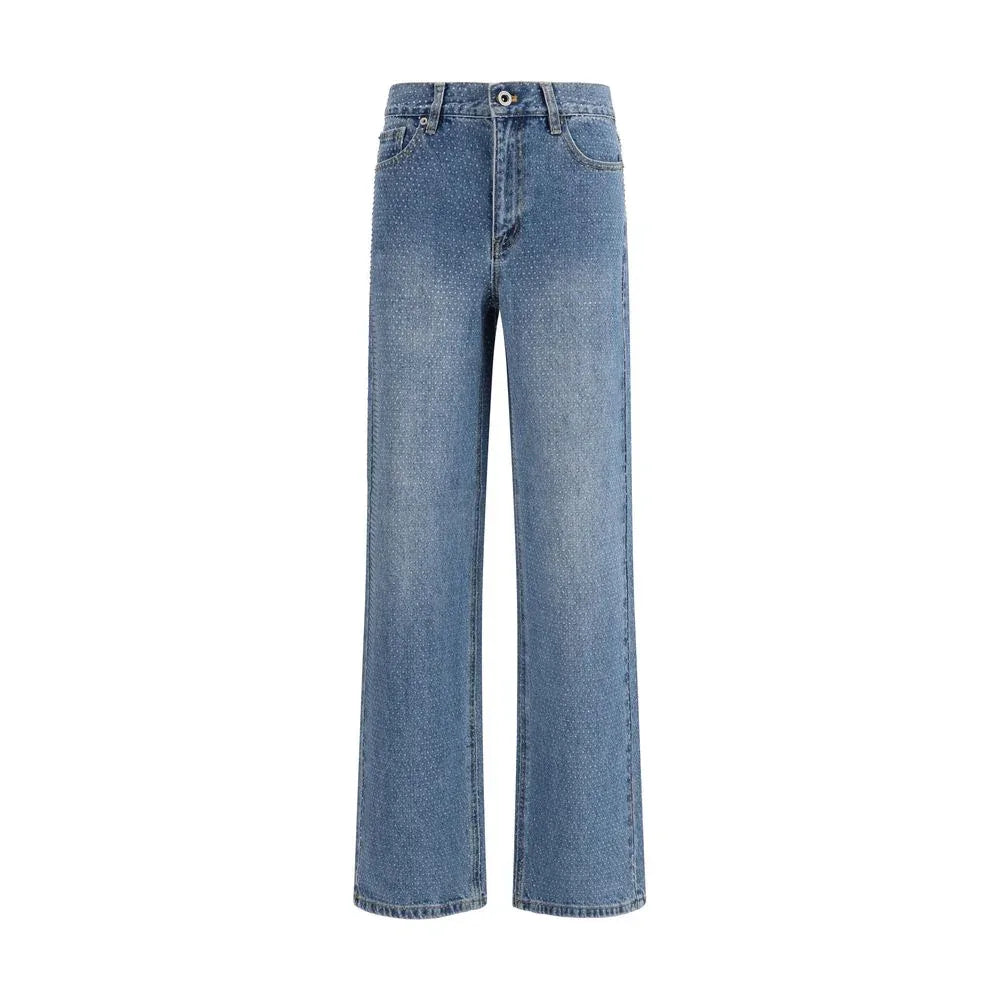 Self-Portrait Blue Cotton Straight-Leg Jeans - Zeiniez
