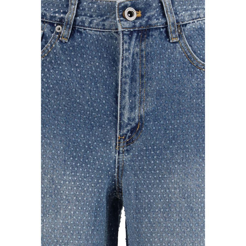 Self-Portrait Blue Cotton Straight-Leg Jeans - Zeiniez