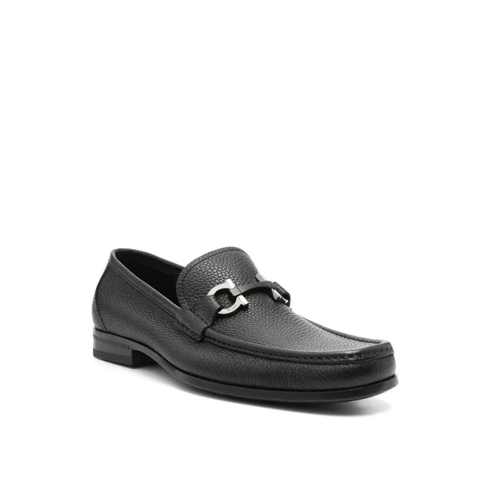 Salvatore Ferragamo Black Calfskin Slip-On Loafers - Zeiniez