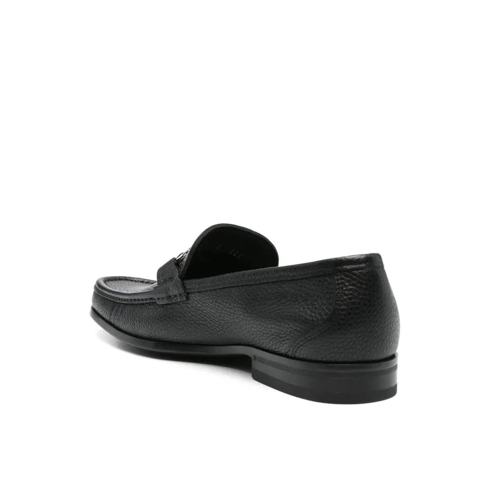 Salvatore Ferragamo Black Calfskin Slip-On Loafers - Zeiniez