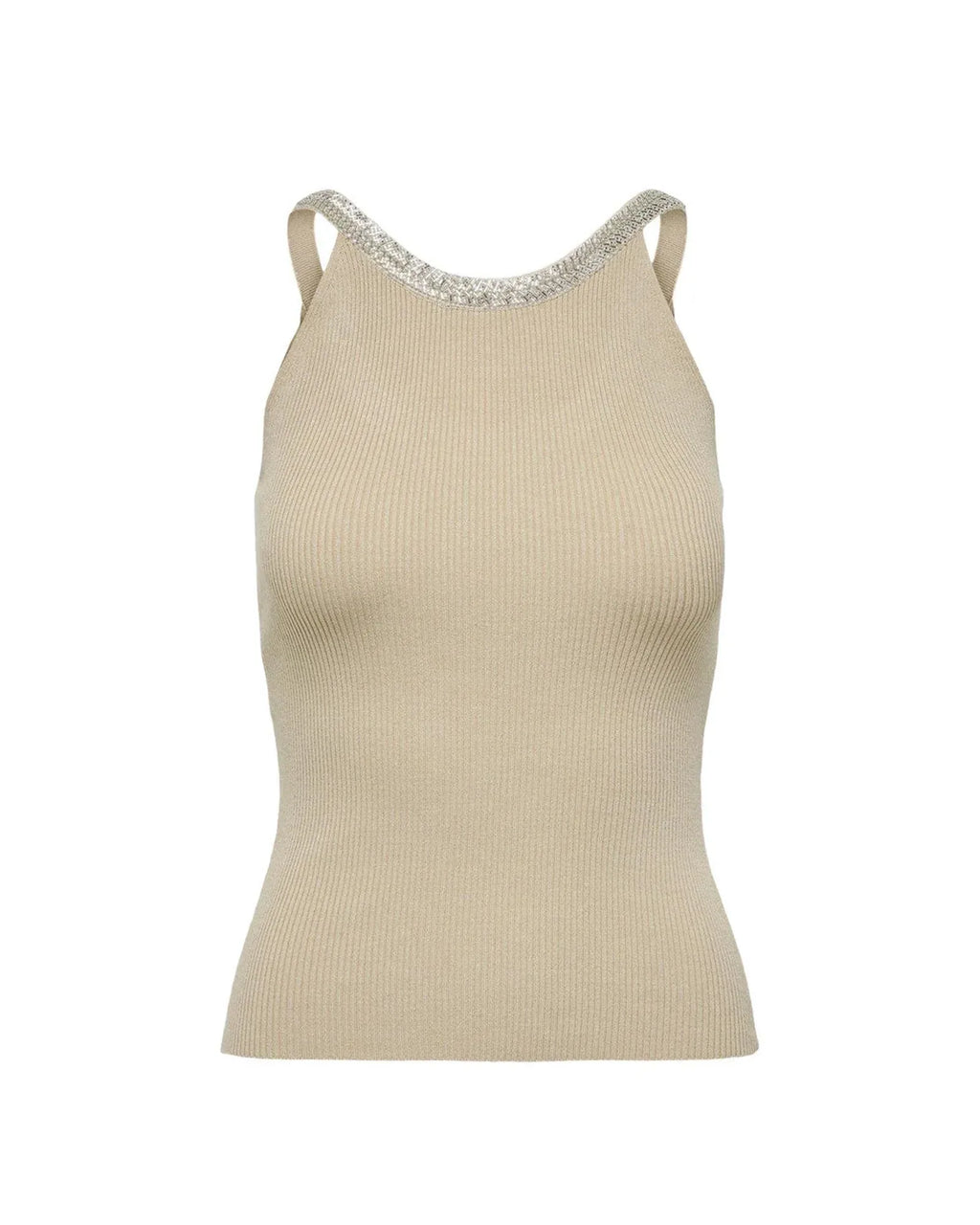 Only Beige Nylon Elastane Tank Tops - Zeiniez