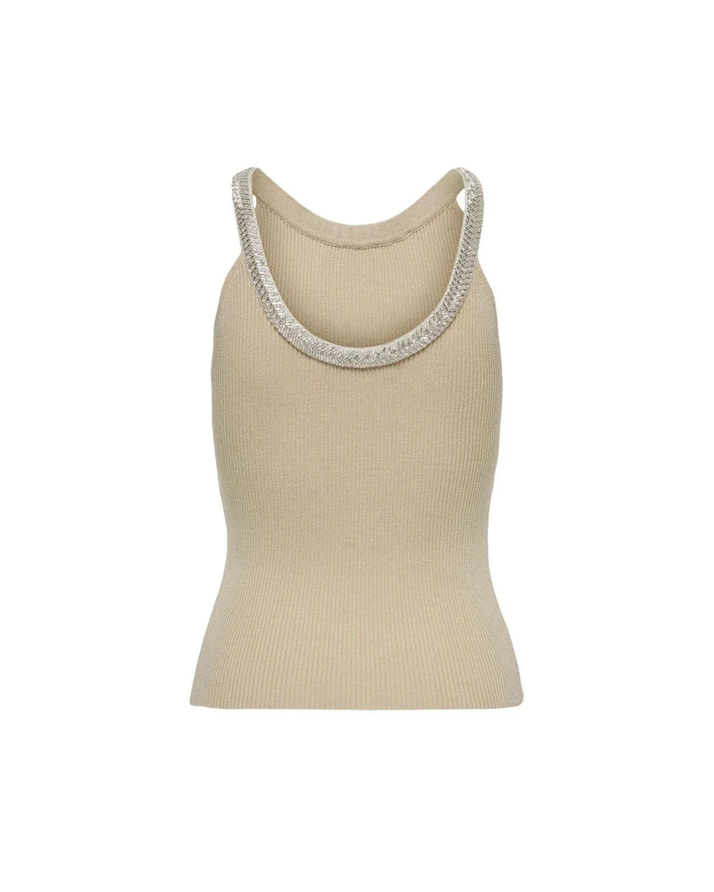 Only Beige Nylon Elastane Tank Tops - Zeiniez