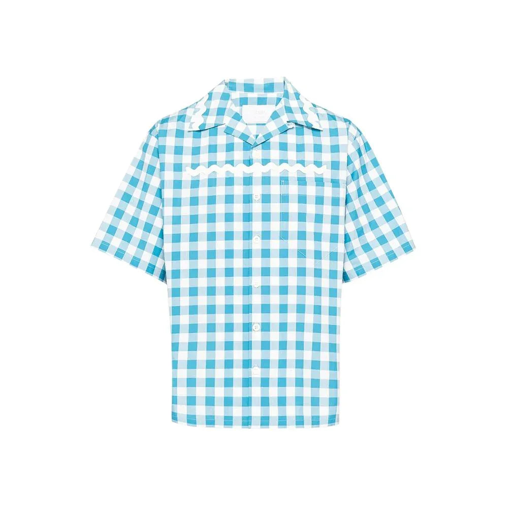 Prada Blue Cotton Pattern Shirt - Zeiniez