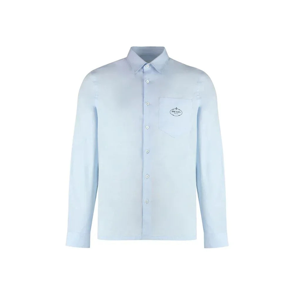 Prada Blue Cotton Dress Shirt - Zeiniez