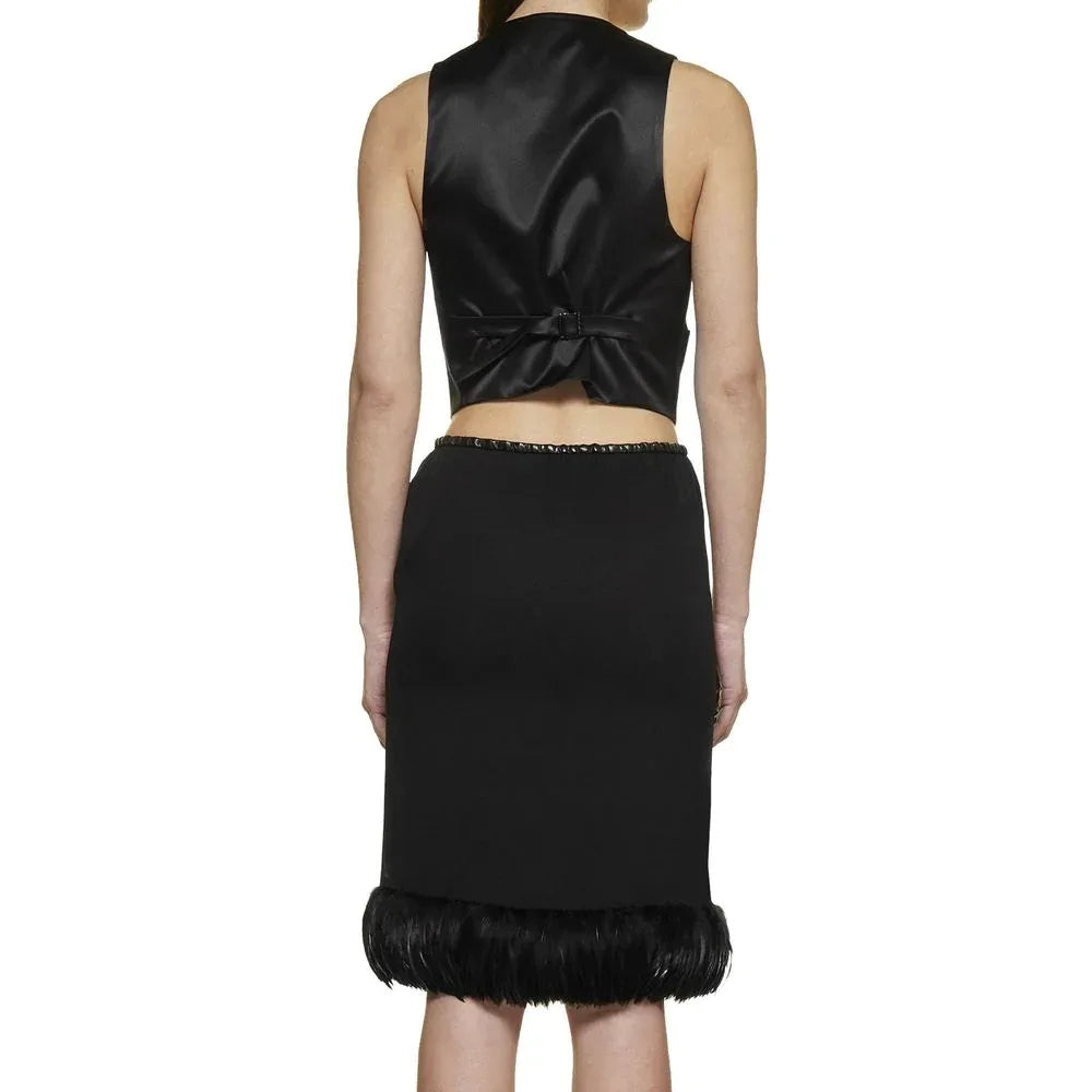 Saint Laurent Black Silk Midi Skirt - Zeiniez