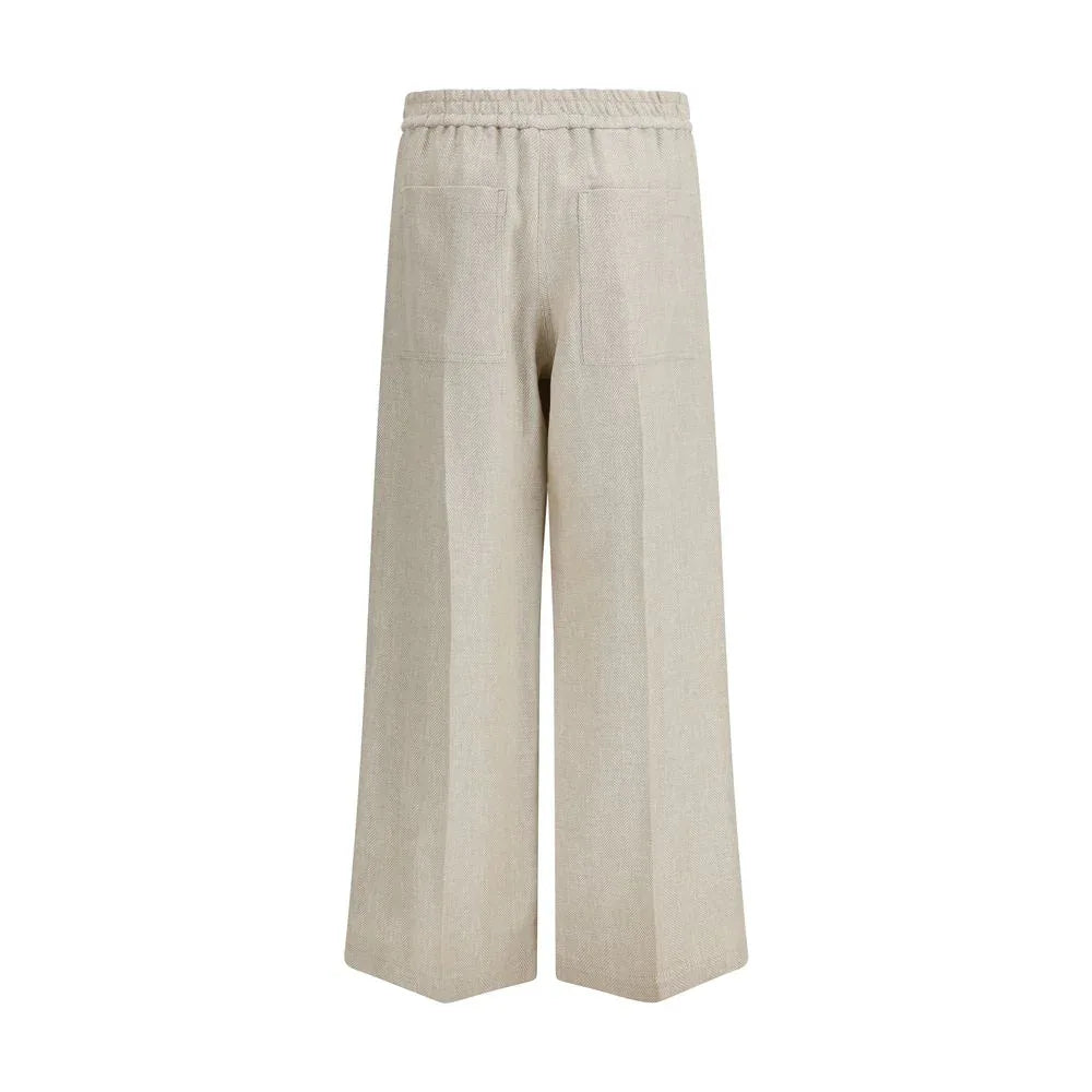 Brunello Cucinelli Beige Linen Casual Pants - Zeiniez