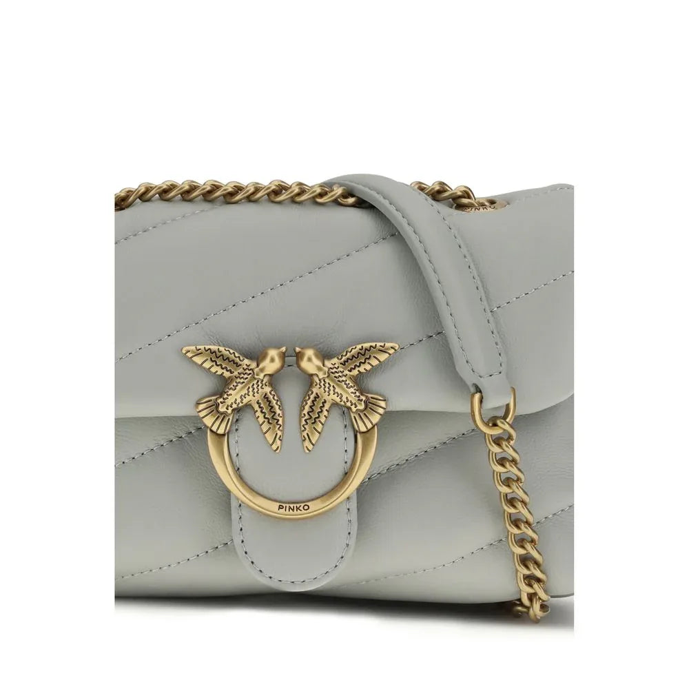 PINKO Gray Calf Leather Bos Taurus Shoulder Bag - Zeiniez
