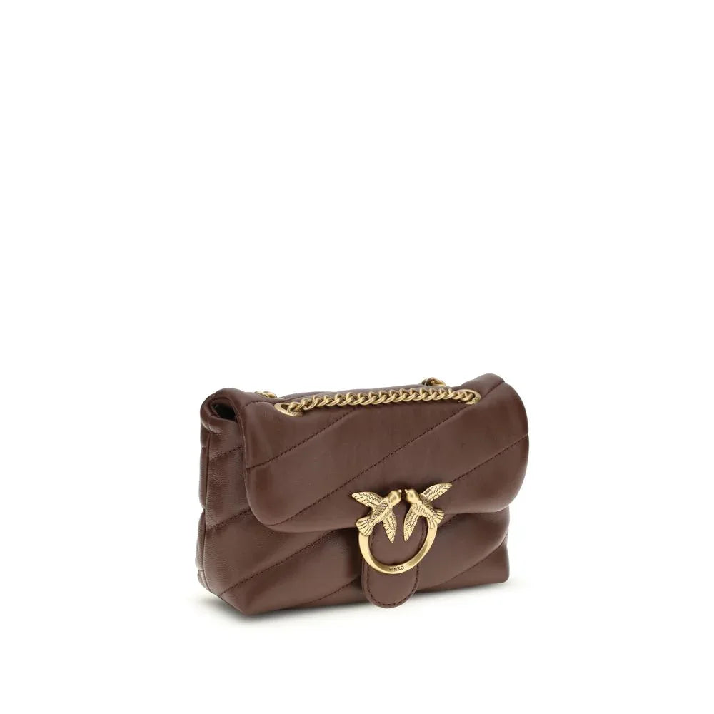 PINKO Brown Calf Leather Bos Taurus Shoulder Bag - Zeiniez
