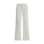 7FOR White Cotton Straight-Leg Jeans