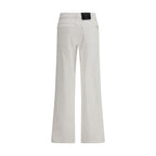 7FOR White Cotton Straight-Leg Jeans