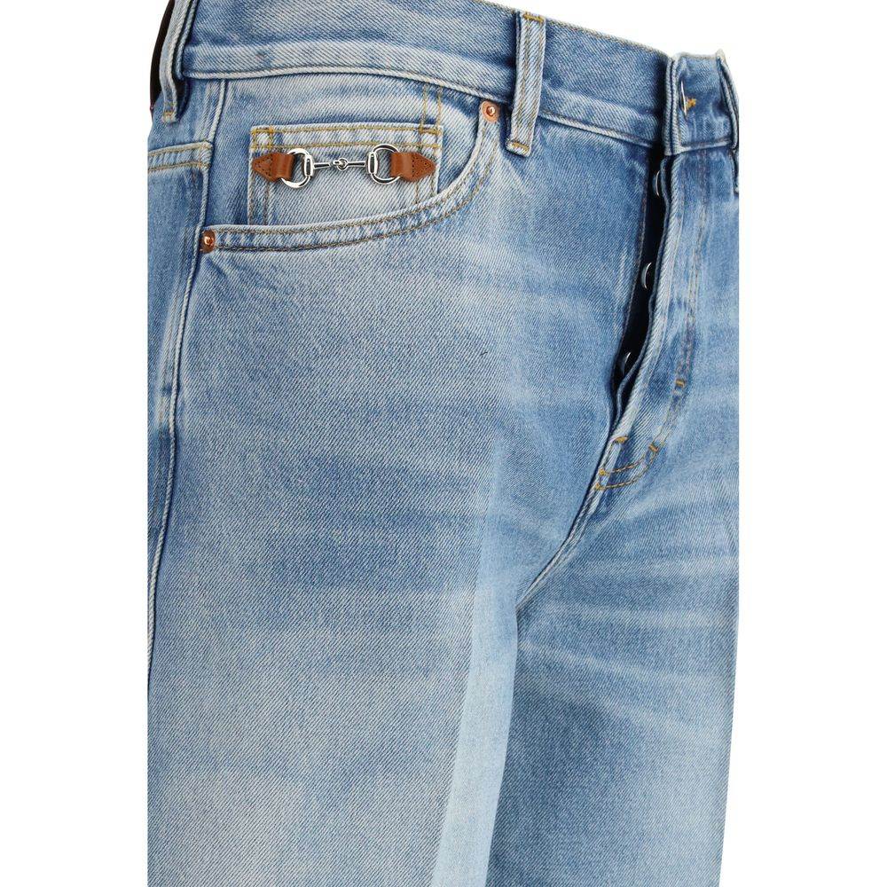 Gucci Light Blue Cotton Flared Jeans