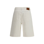P.A.R.O.S.H. White Cotton Bermuda Shorts