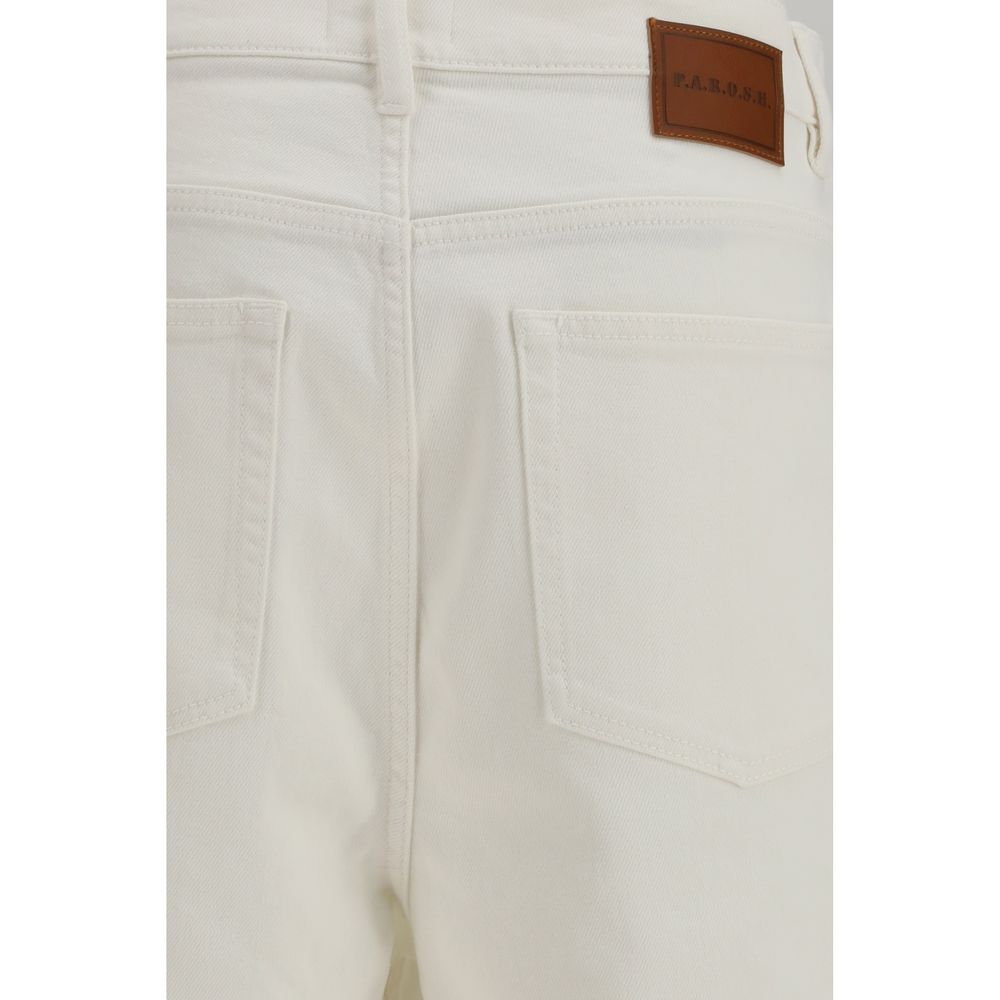 P.A.R.O.S.H. White Cotton Bermuda Shorts