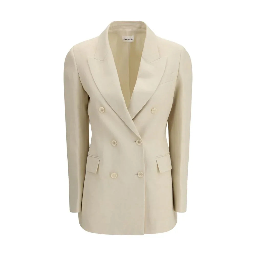 P.A.R.O.S.H. Beige Cotton Blazer - Zeiniez