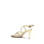 Gianvito Rossi Gold Calf Leather Bos Taurus Stiletto Heel Sandals - Zeiniez