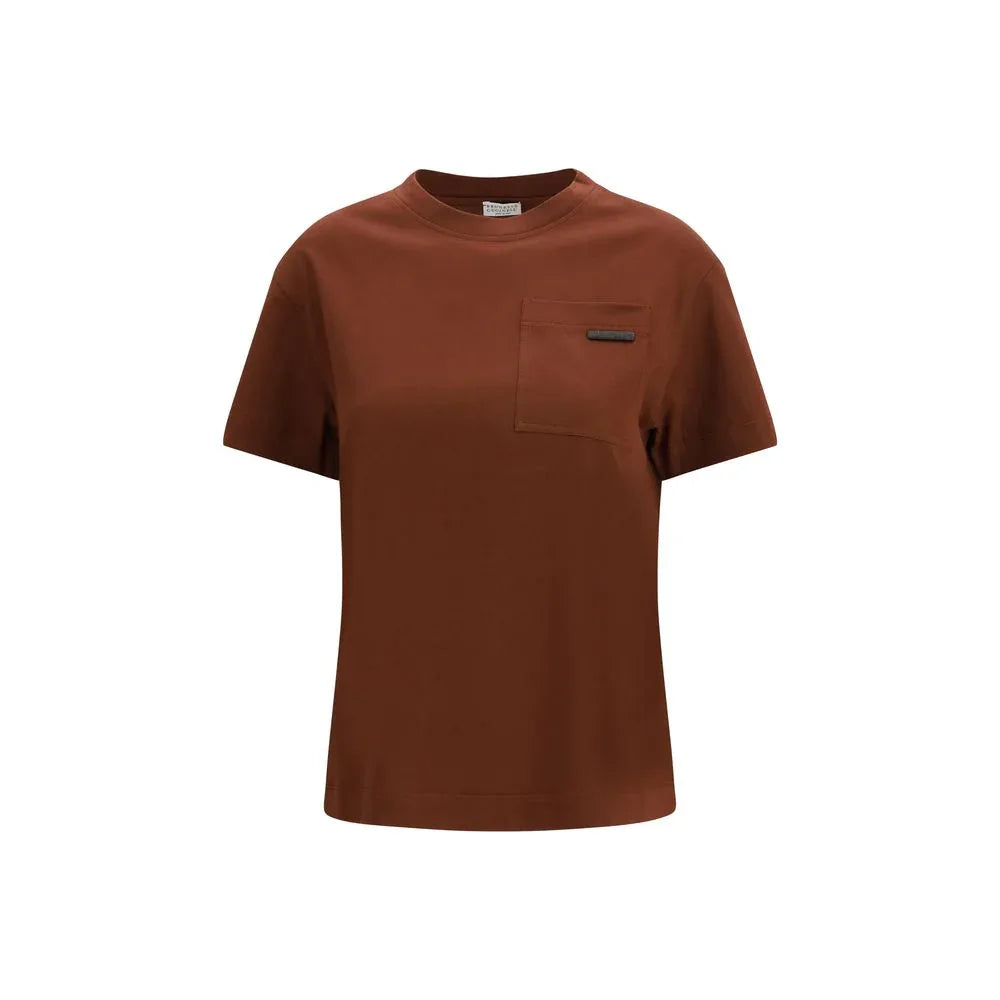 Brunello Cucinelli Brown Cotton T-Shirt - Zeiniez