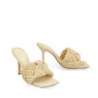 Bottega Veneta Beige Raffia Mules - Zeiniez
