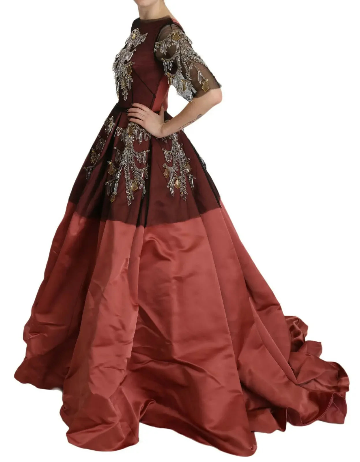 Dolce & Gabbana Crystal Chandelier Silk Princess Gown Dress - Zeiniez