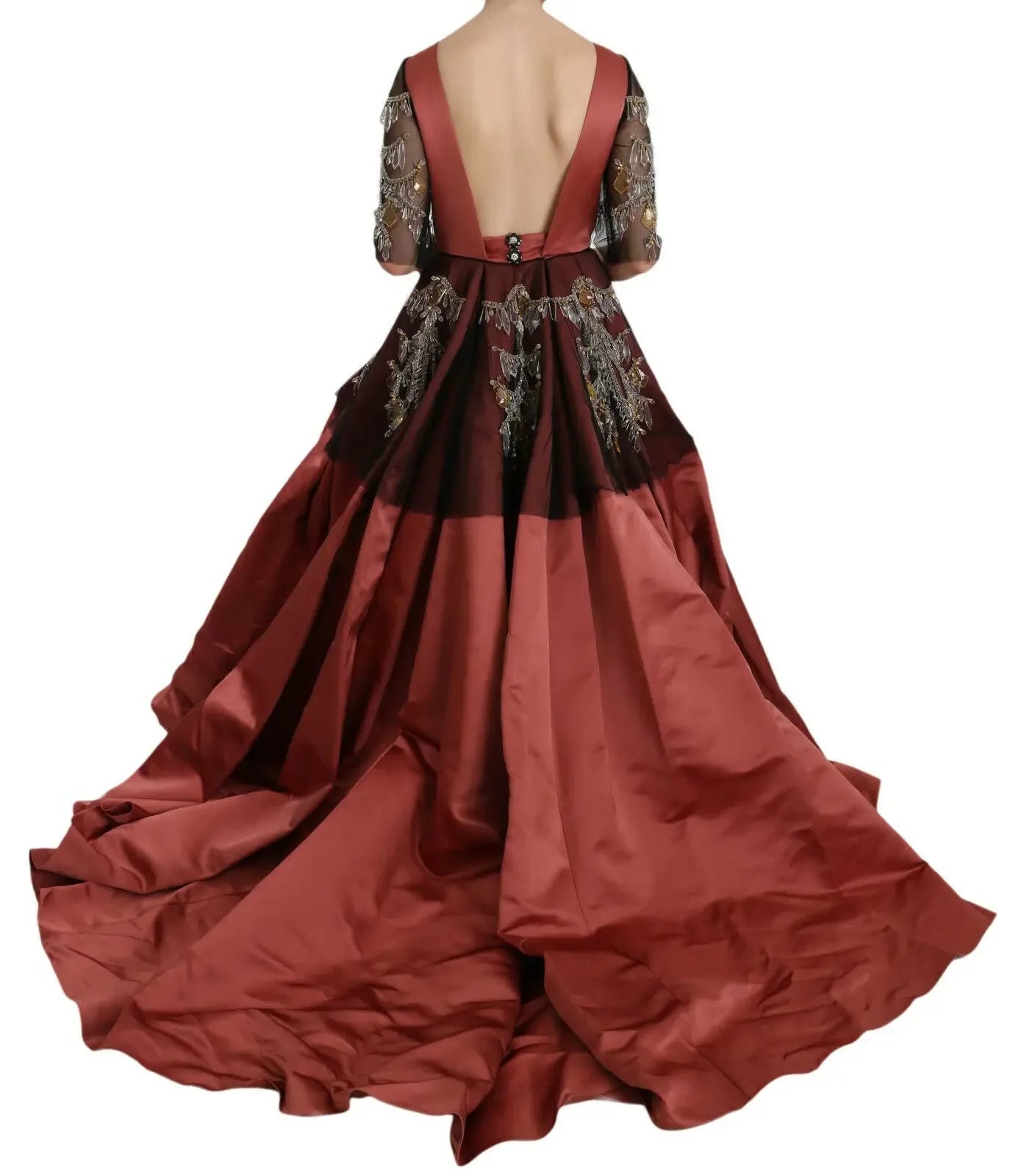 Dolce & Gabbana Crystal Chandelier Silk Princess Gown Dress - Zeiniez