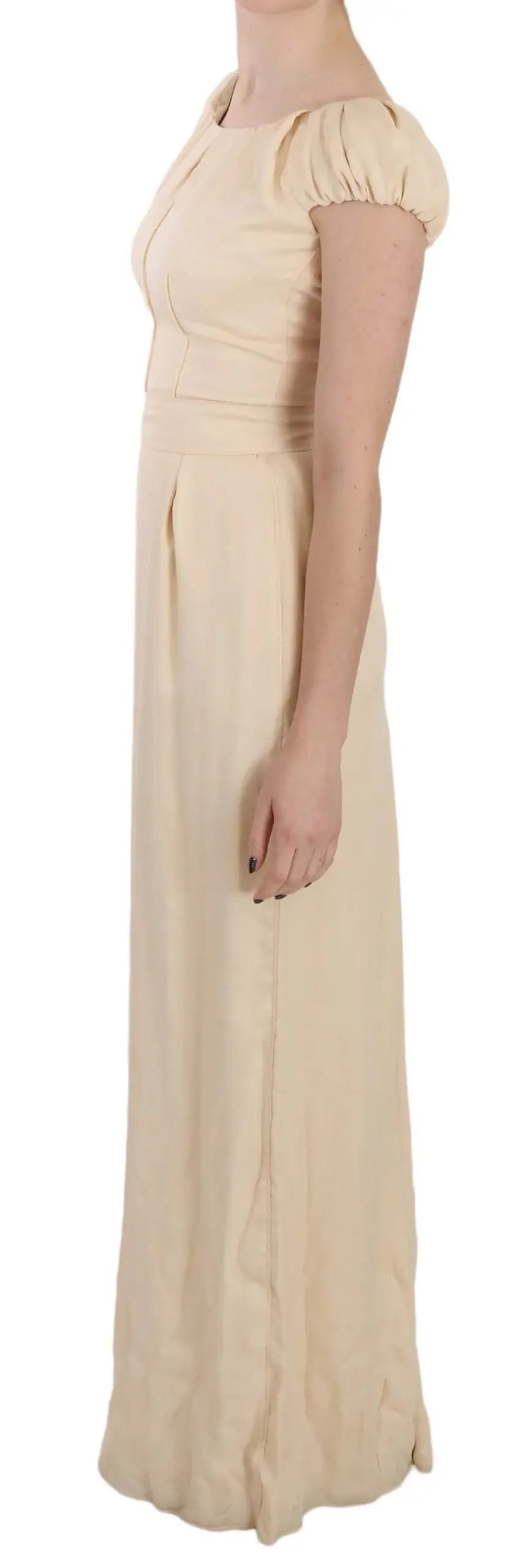 Dolce & Gabbana Beige Silk Column Cap Sleeve Gown Dress - Zeiniez