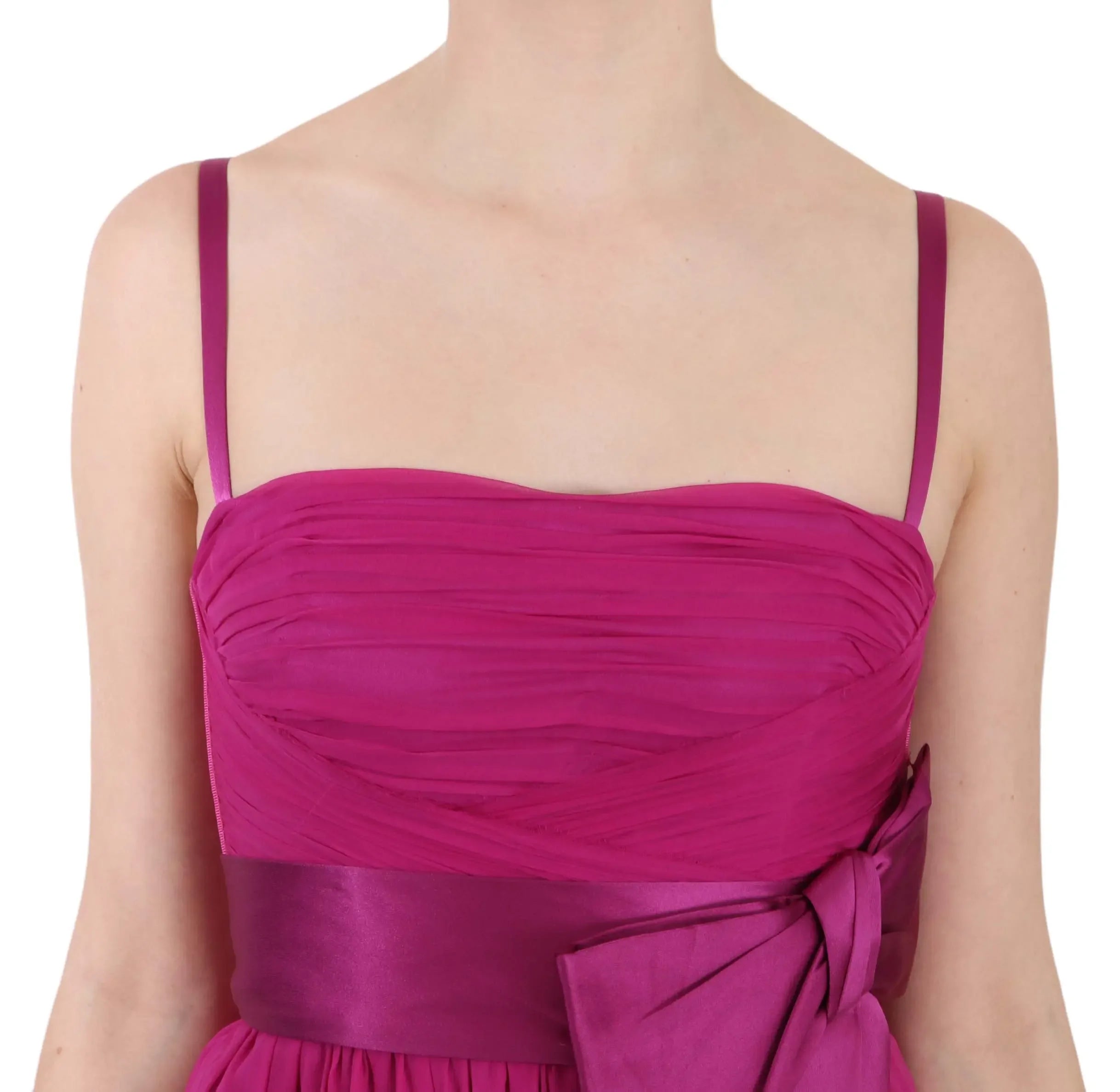 Dolce & Gabbana Fuchsia Pink Bow Silk Sleeveless Dress - Zeiniez