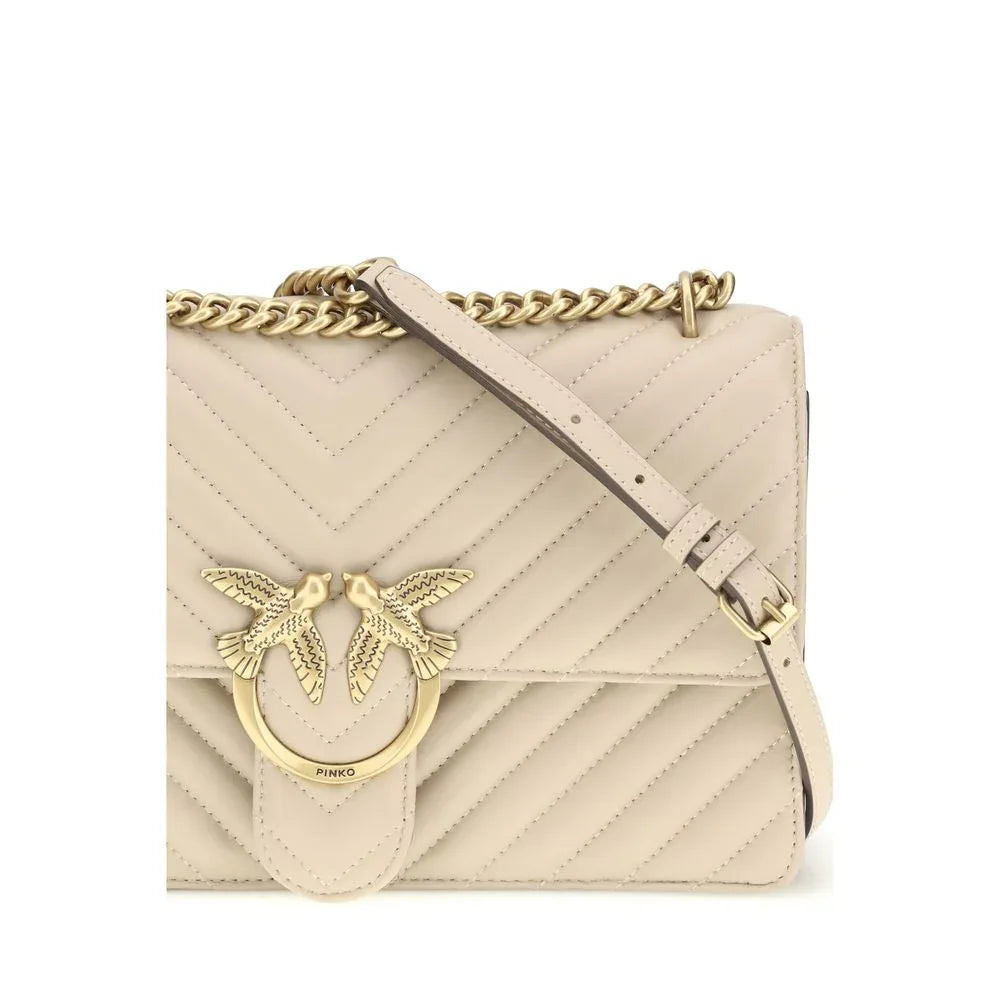 PINKO Beige Calf Leather Bos Taurus Shoulder Bag - Zeiniez