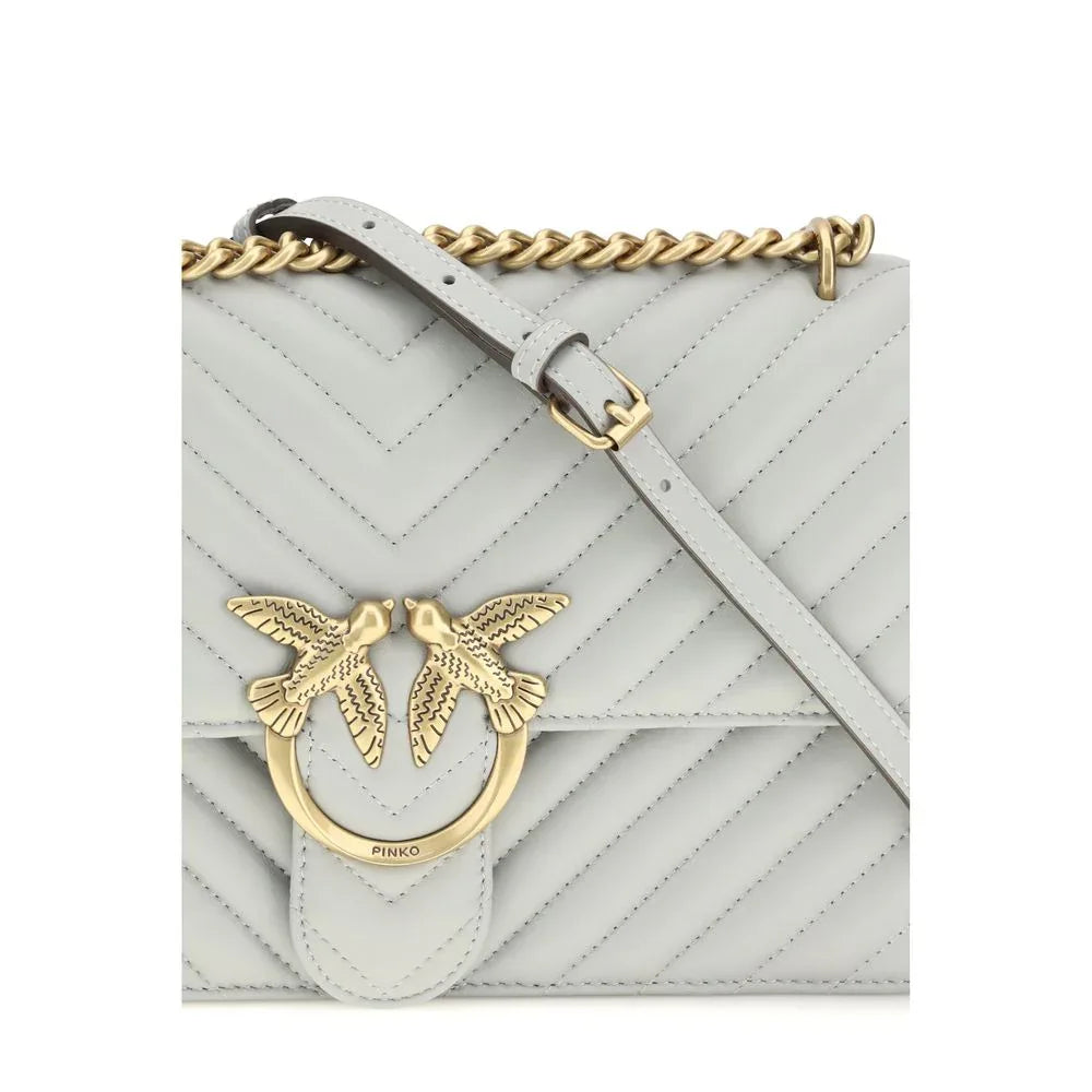 PINKO Gray Calf Leather Bos Taurus Shoulder Bag - Zeiniez